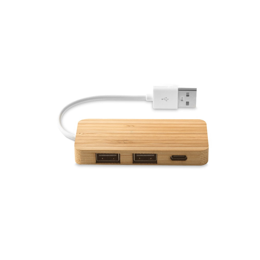 MOSER. HUB mit 2 USB-A und 1 USB-C Anschluss aus Bambus – zusätzliche Ansicht