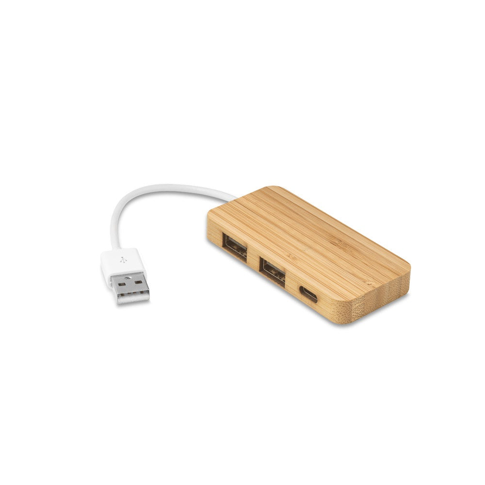 MOSER. HUB mit 2 USB-A und 1 USB-C Anschluss aus Bambus – zusätzliche Ansicht