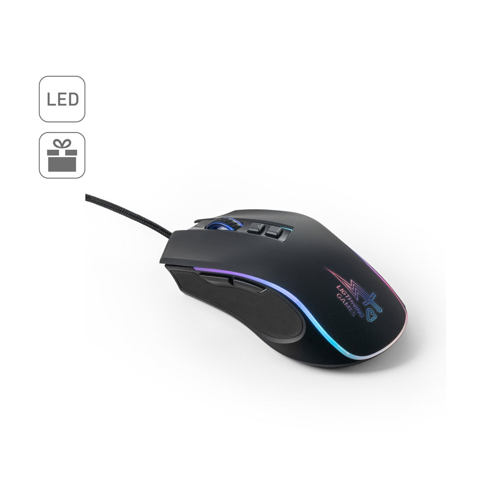 THORNE MOUSE RGB. Gaming-Maus mit 1.5 m Kabel und RGB-LED-Leuchten aus ABS
