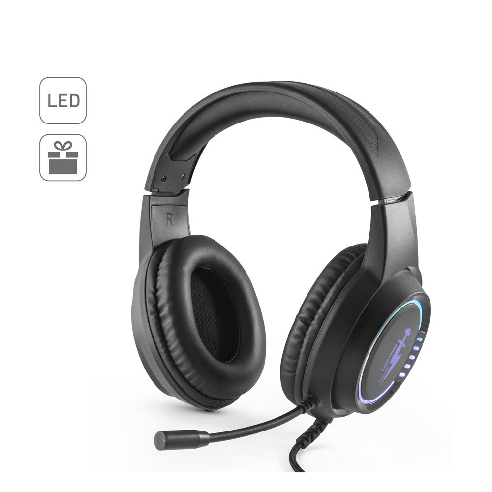 Thorne Headset RGB. Gaming-Kopfhörer mit Kabel, Mikrofon und RGB-LED-Leuchten aus ABS