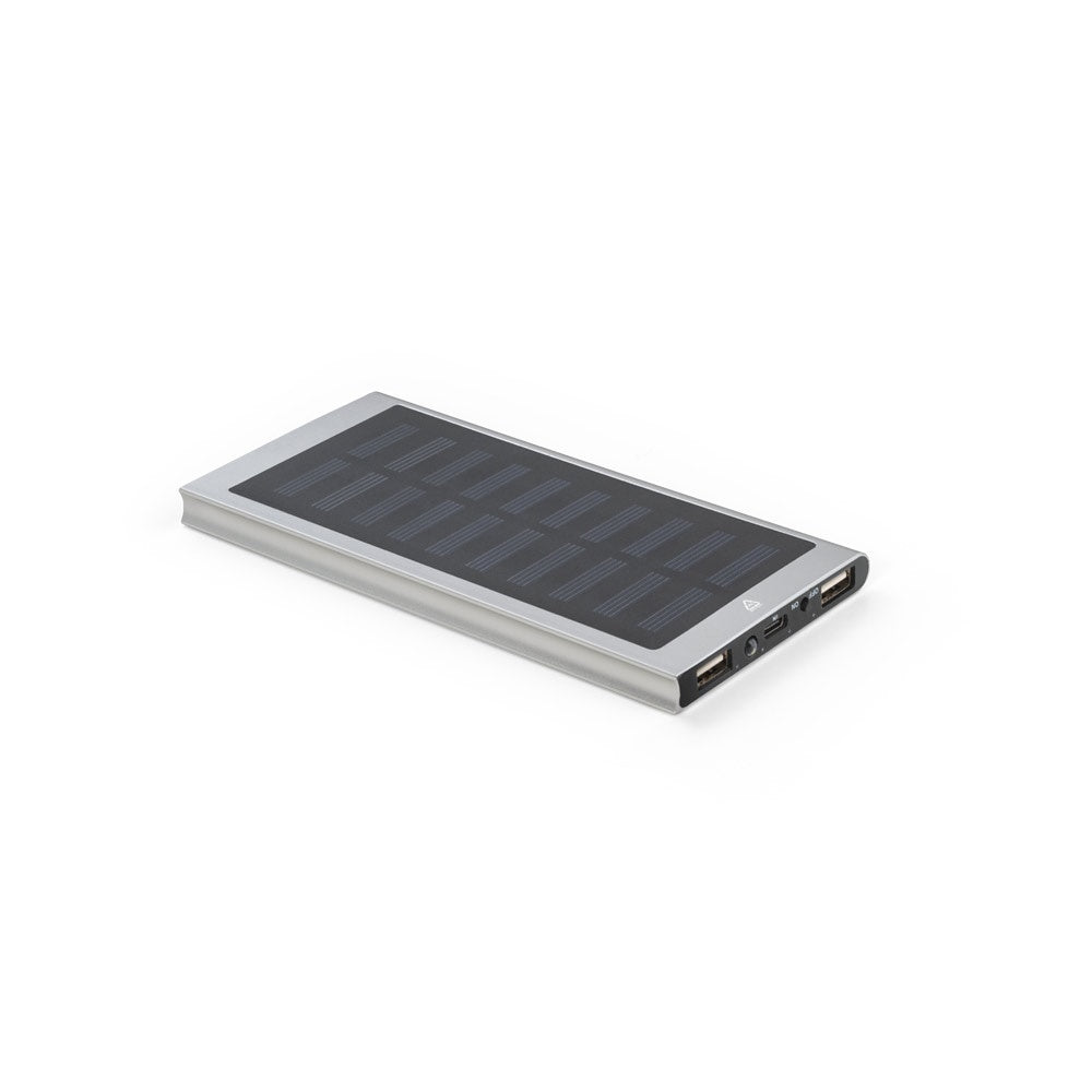 CLERK. 8'000 mAh Powerbank mit Solarpanel aus 100% recyceltem Aluminium