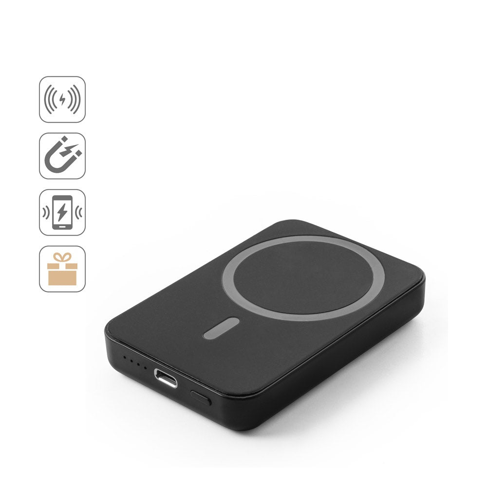 AMPERE 5. Magnetische Powerbank mit 5'000 mAh und superschnellem kabellosem Ladegerät (15 W) aus Recyceltes ABS (100% rABS)