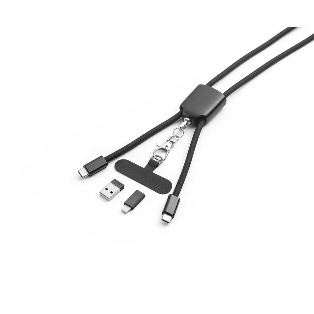 ZEWAIL. Lanyard mit Smartphone-Halterung, USB-C-Kabel und verschiedenen Adaptern aus recyceltem ABS und recyceltem TPE – zusätzliche Ansicht