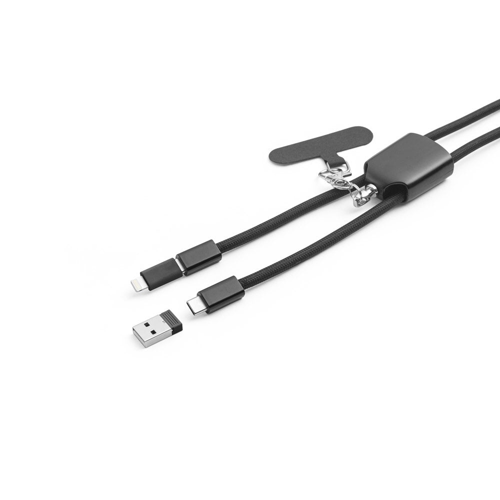 ZEWAIL. Lanyard mit Smartphone-Halterung, USB-C-Kabel und verschiedenen Adaptern aus recyceltem ABS und recyceltem TPE – zusätzliche Ansicht