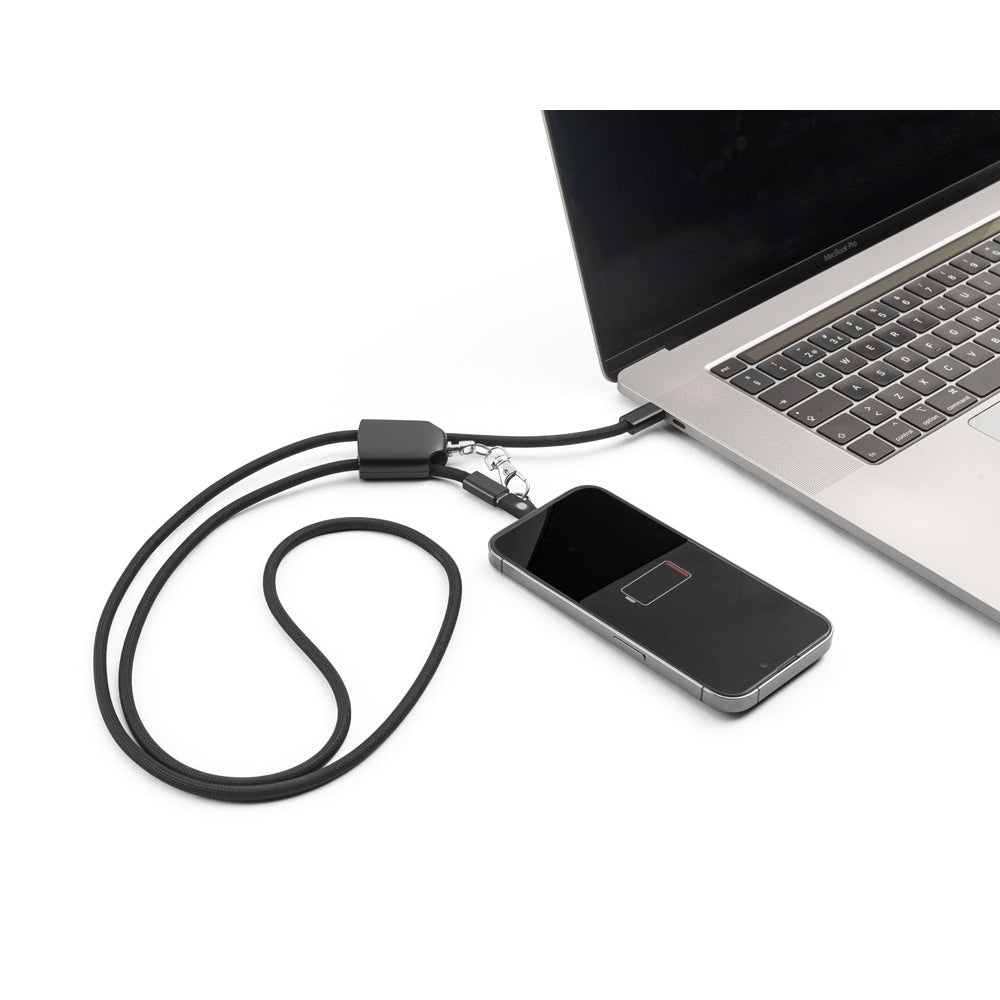 ZEWAIL. Lanyard mit Smartphone-Halterung, USB-C-Kabel und verschiedenen Adaptern aus recyceltem ABS und recyceltem TPE – zusätzliche Ansicht