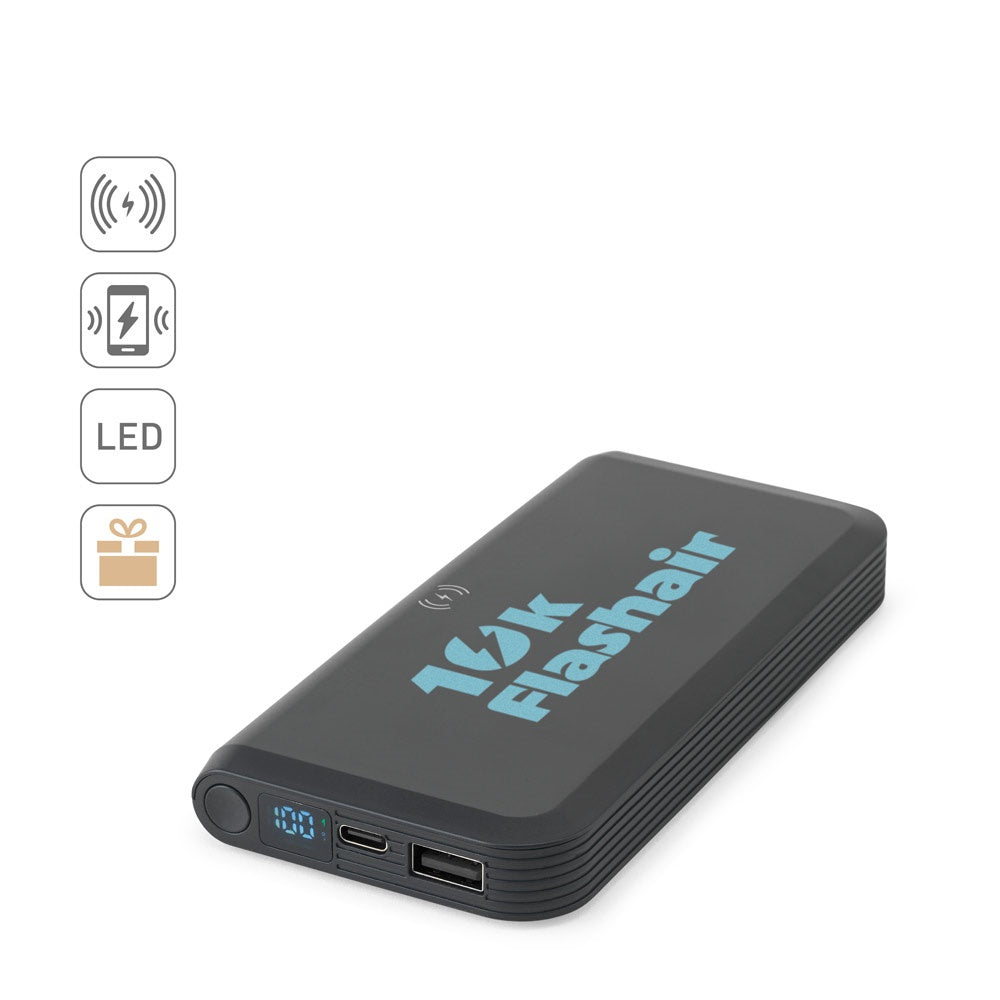 BECKER 10. 10'000 mAh Powerbank aus recyceltem ABS (100% rABS) mit 15W superschnellem kabellosem Ladegerät