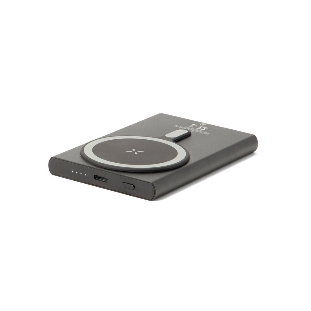 WRIGHT 5. Magnetische Powerbank mit Schnellladefunktion aus recyceltem Aluminium und recyceltem ABS, 5'000 mAh – zusätzliche Ansicht