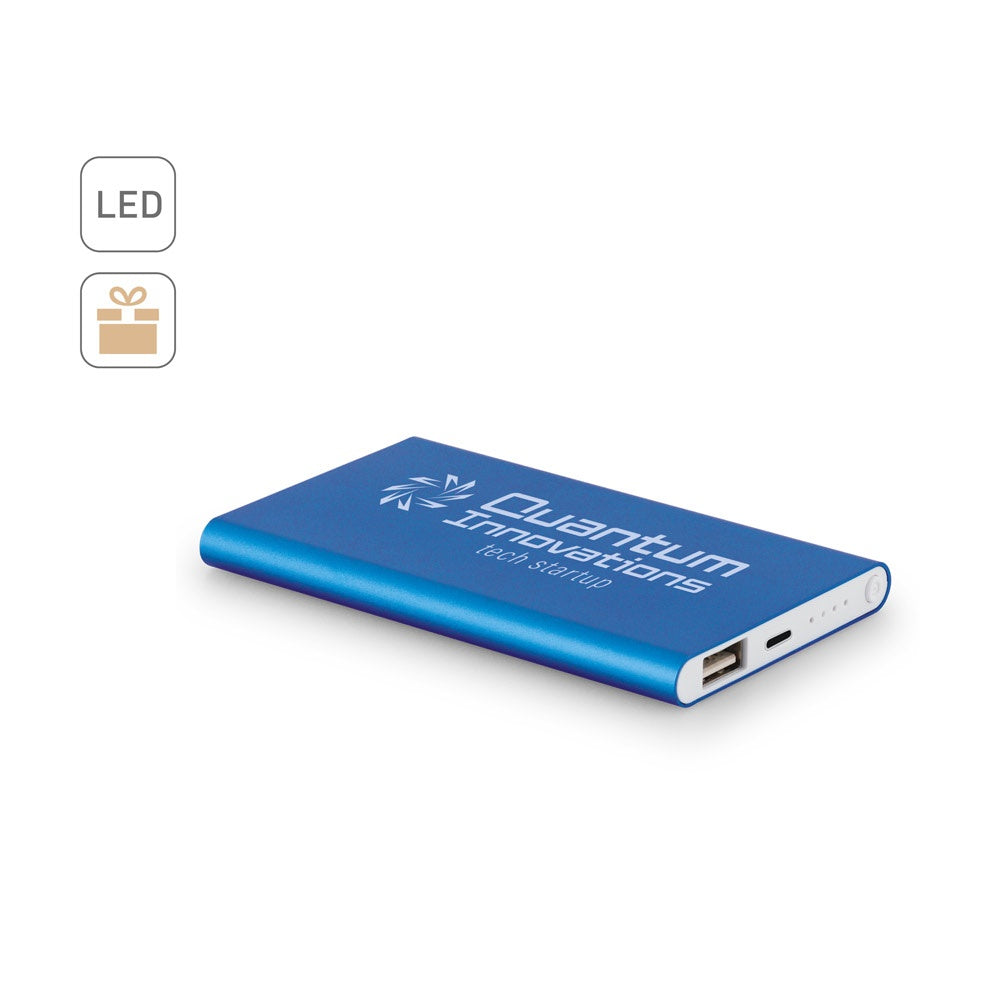 MARCET. Powerbank Slim 4'000 mAh aus 70 % recyceltes ABS (70% rABS) und 30 % recyceltes Aluminium (30% rAL)