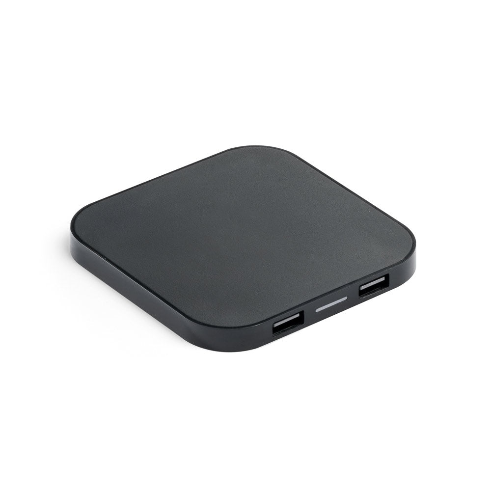 CAROLINE. Superschnelles 15W wireless Ladegerät mit HUB 2 USB-A Anschlüssen aus Recyceltes ABS (60% rABS) – zusätzliche Ansicht