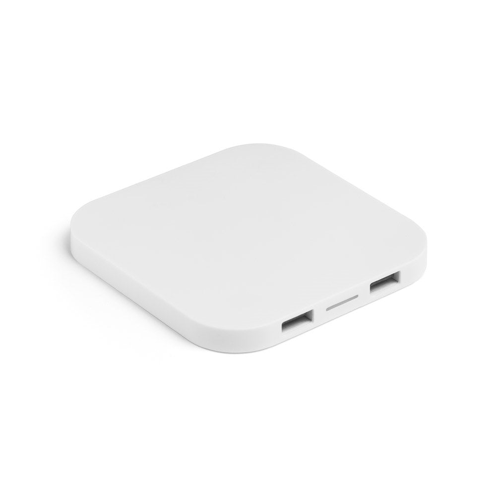 CAROLINE. Superschnelles 15W wireless Ladegerät mit HUB 2 USB-A Anschlüssen aus Recyceltes ABS (60% rABS) – zusätzliche Ansicht