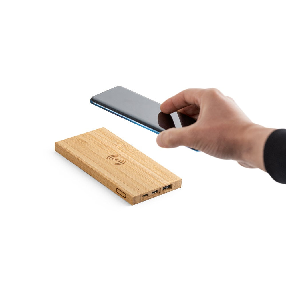 FITCH. Powerbank 5'000 mAh mit 5W wireless Ladegerät aus Bambus – zusätzliche Ansicht