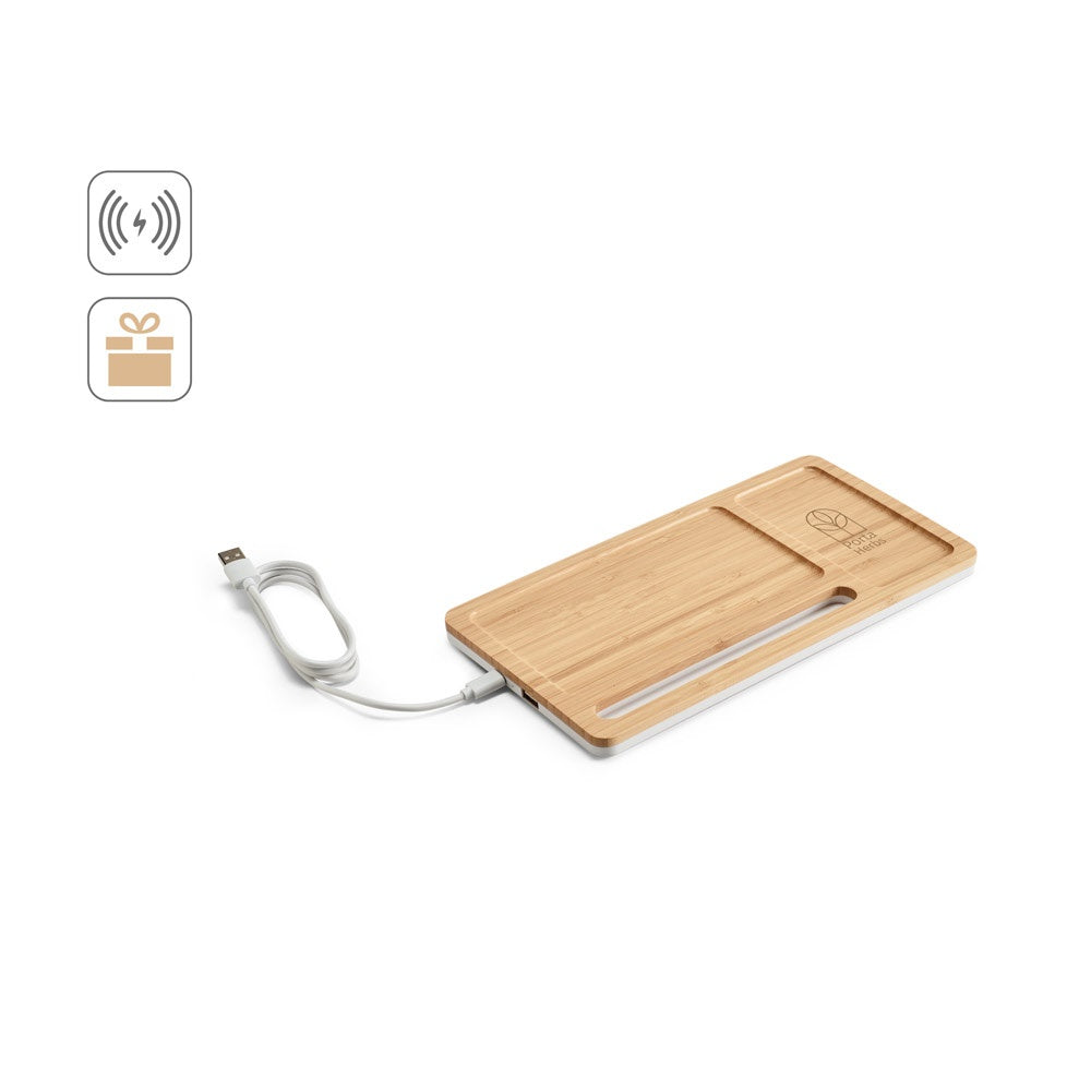 MOTT. Schreibtisch-Organizer mit 15W wireless Ladegerät aus Bambus und ABS