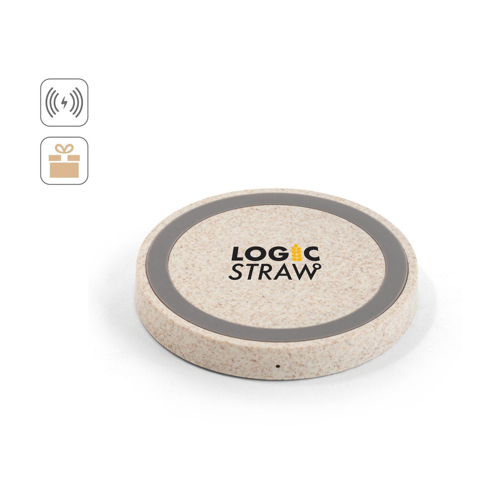 CUVIER. 15W wireless Ladegerät aus 65 % recyceltes ABS (65% rABS), 35 % Weizenstrohfasern