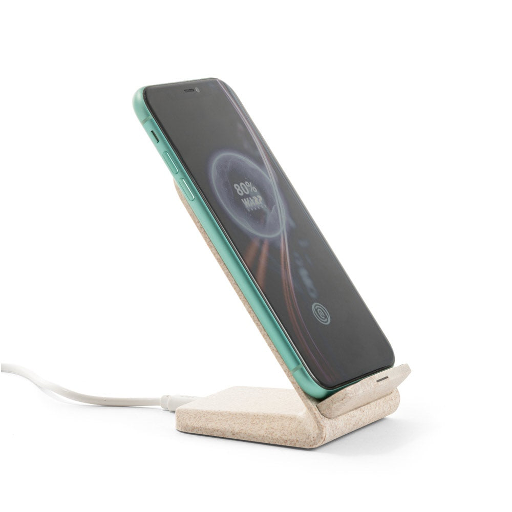 ENGLERT. Smartphone-Halter mit schnellem 10W wireless Ladegerät aus Recyceltes ABS (70% rABS) und Weizenstroh – zusätzliche Ansicht