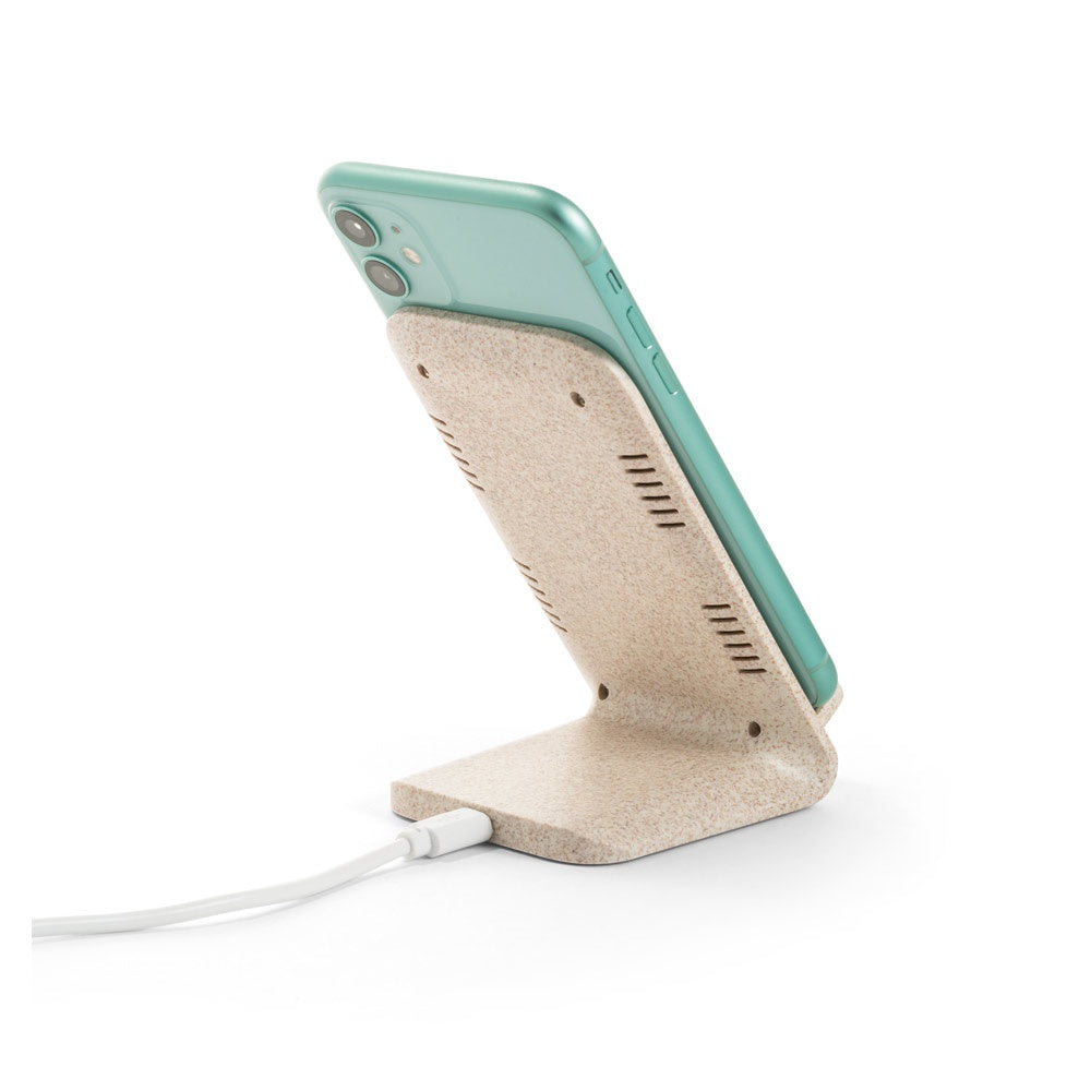 ENGLERT. Smartphone-Halter mit schnellem 10W wireless Ladegerät aus Recyceltes ABS (70% rABS) und Weizenstroh – zusätzliche Ansicht