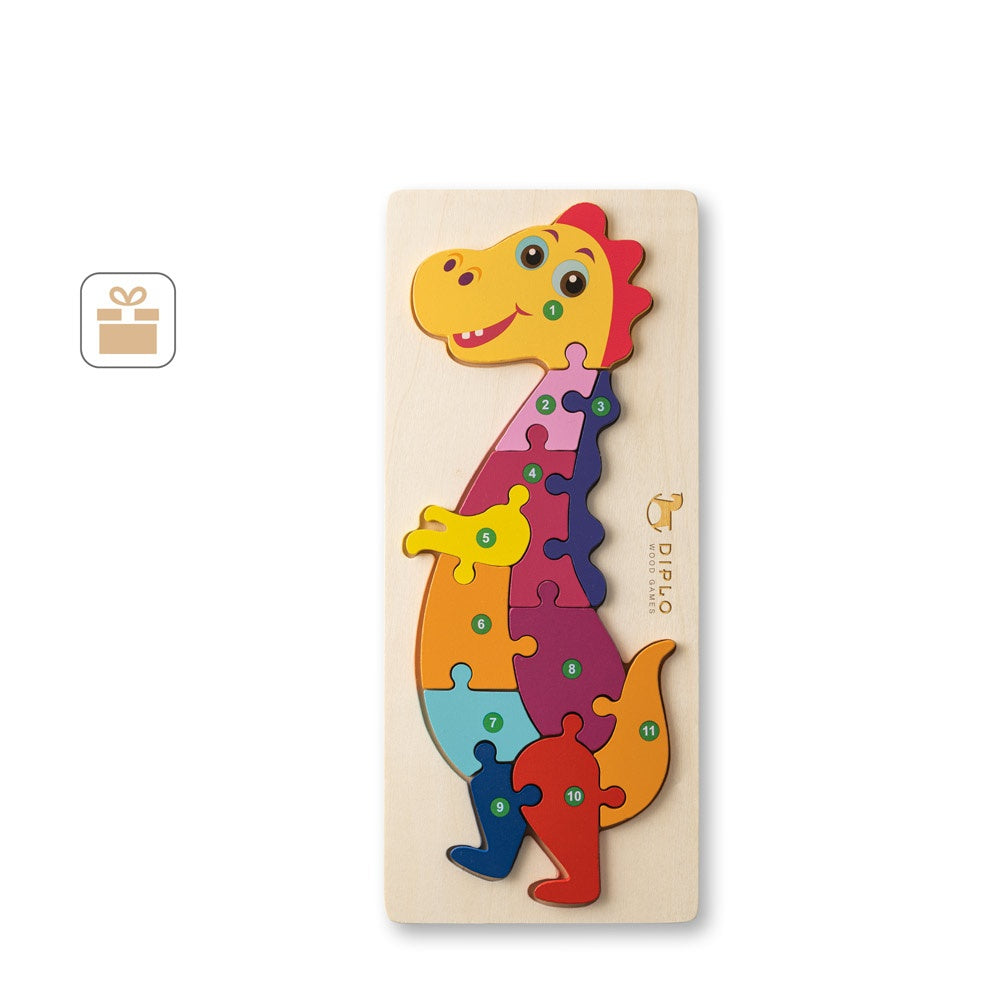 DIPLODOCO. Puzzle in Dinosaurierformat aus Kiefernsperrholz