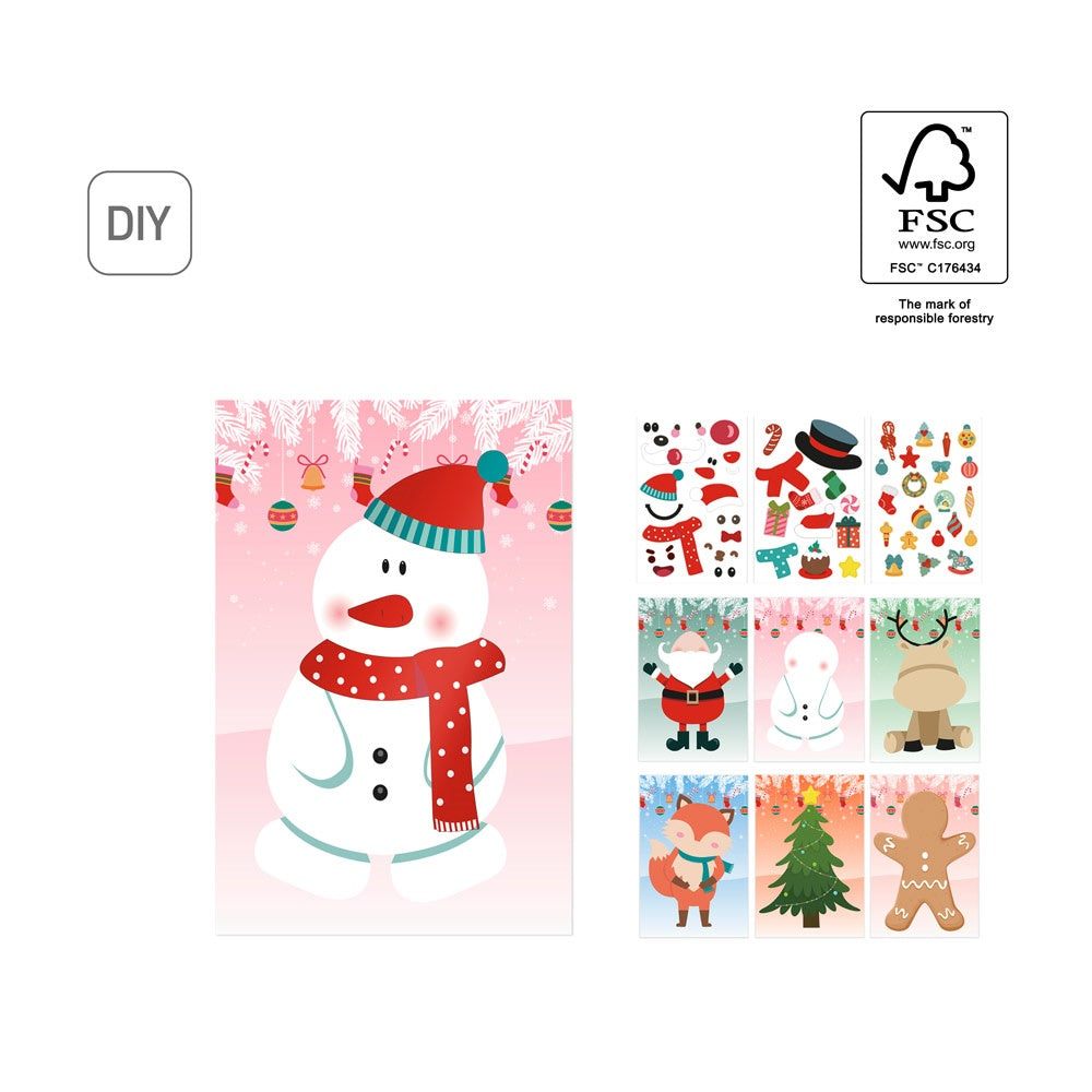 GLIMN. Set aus sechs Bögen mit Weihnachtsfiguren und 3 Bögen mit Aufklebern