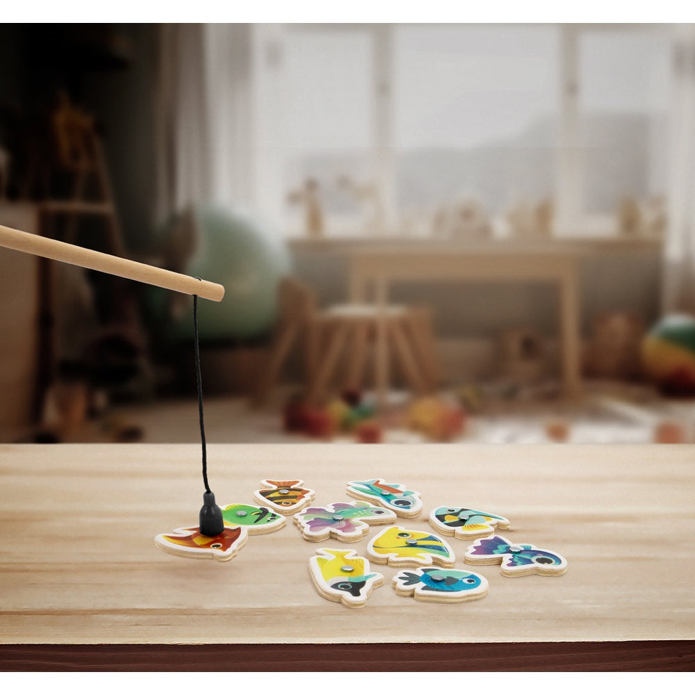 FISHY. Angelspiel mit 10 Holzfischen, ideal für Kinder – zusätzliche Ansicht