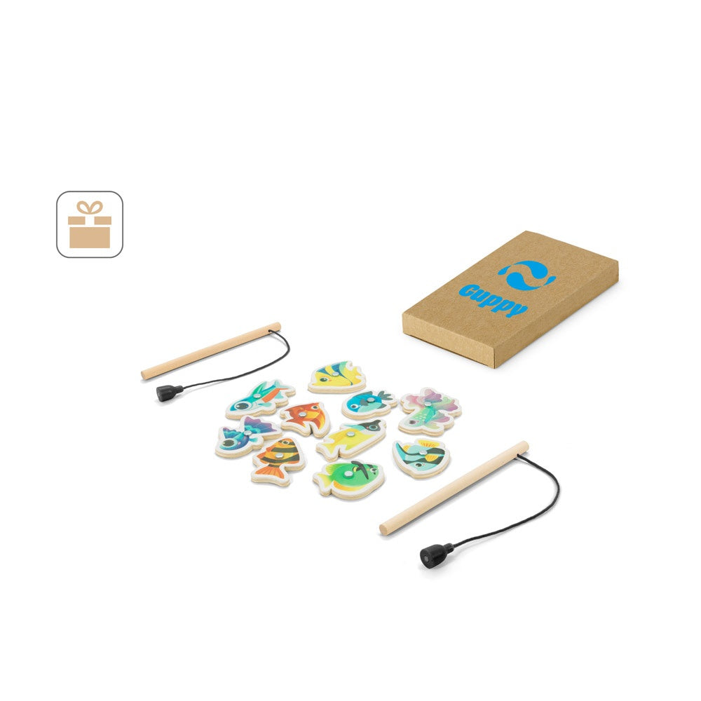 FISHY. Angelspiel mit 10 Holzfischen, ideal für Kinder