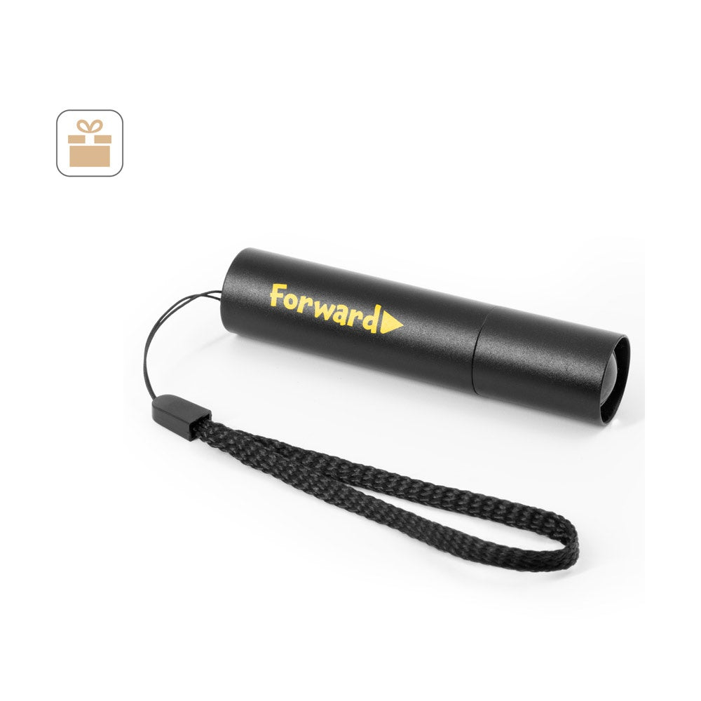 BRUCE. Wiederaufladbare Taschenlampe aus recyceltem Aluminium (100 % rAL) mit 30 mm ausziehbarer Spitze