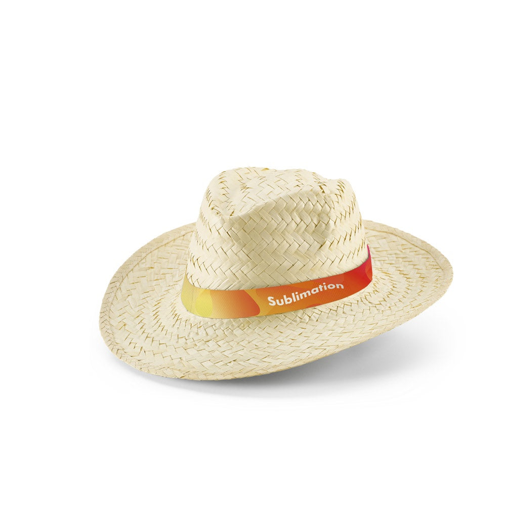 EDWARD RIB. Naturstrohhut mit sublimiertem Gummiband