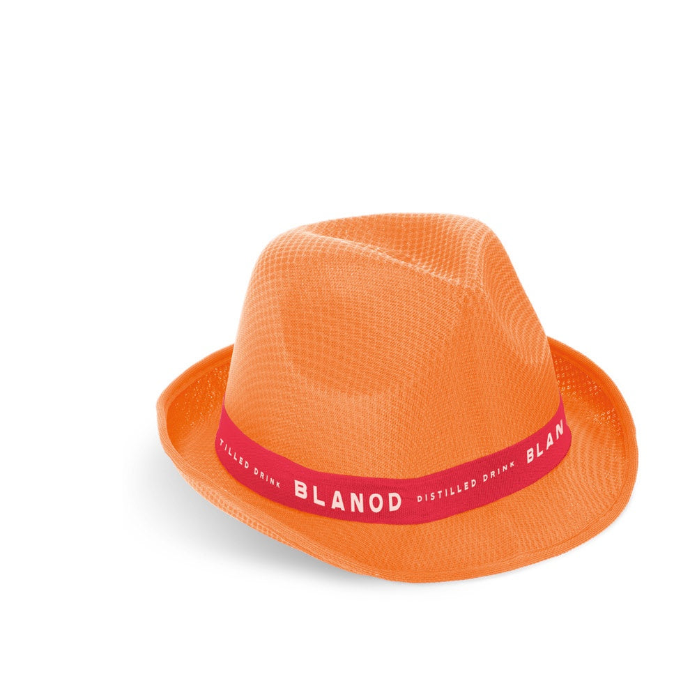 MANOLO POLI. Hut aus PP mit weißen Band aus Polyester