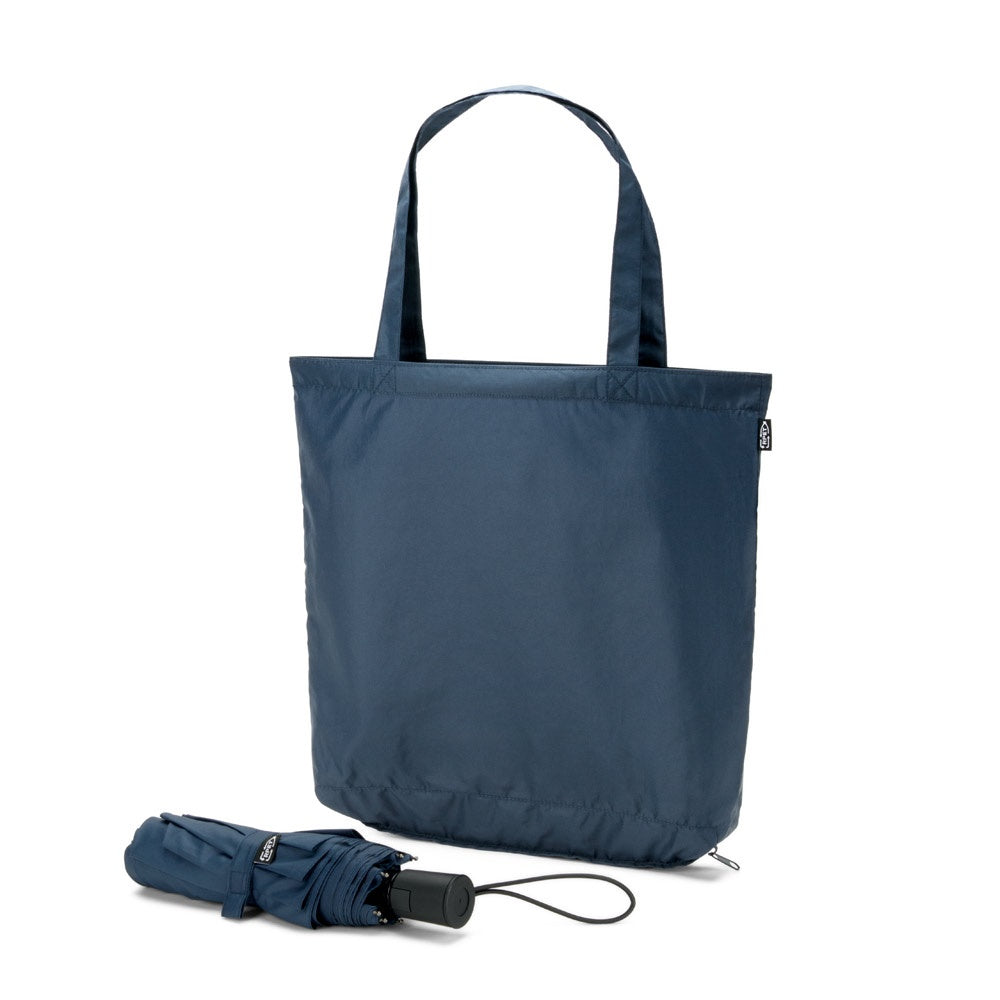 SKYLAR. 2-in-1-Regenschirm mit Einkaufstasche inklusive. Dieser ist aus recyceltem Polyester