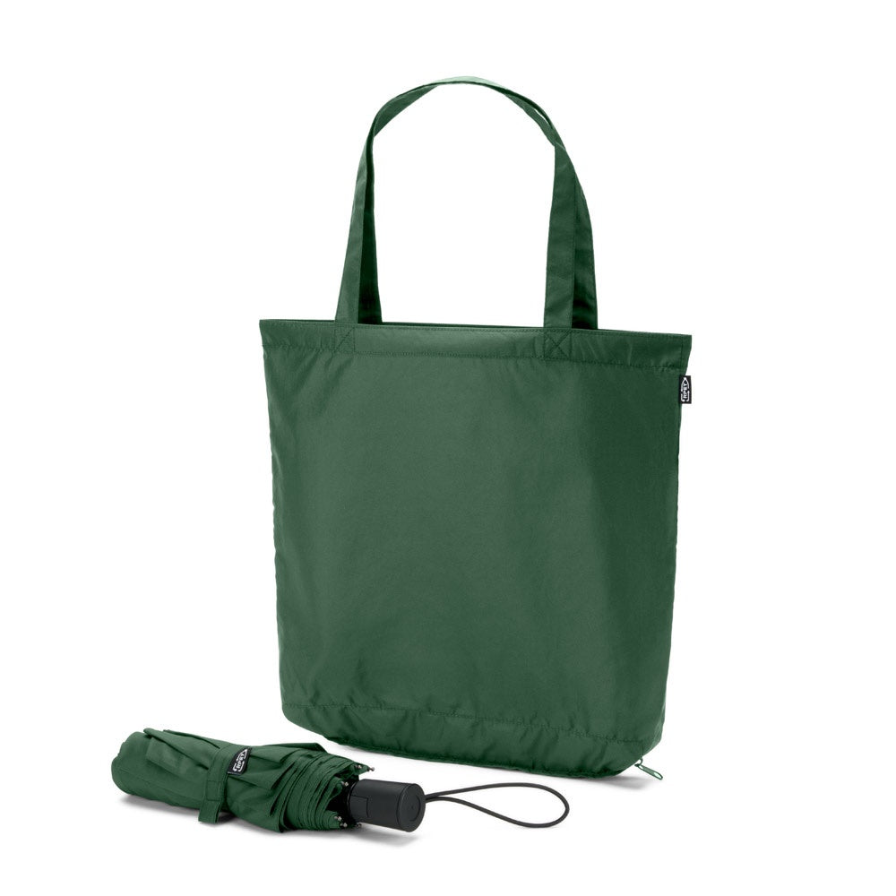 SKYLAR. 2-in-1-Regenschirm mit Einkaufstasche inklusive. Dieser ist aus recyceltem Polyester