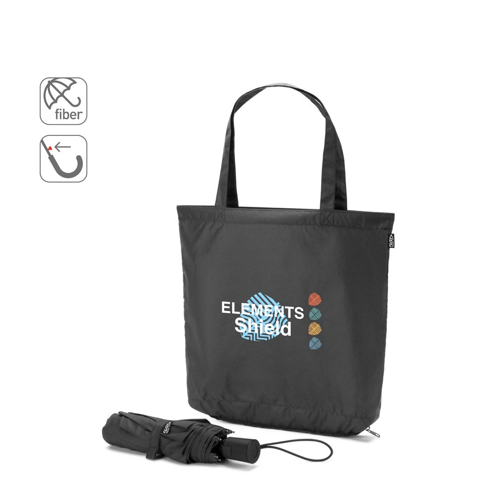 SKYLAR. 2-in-1-Regenschirm mit Einkaufstasche inklusive. Dieser ist aus recyceltem Polyester
