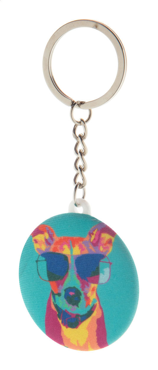 KeyBadge RPET Mini Button-Schlüsselanhänger