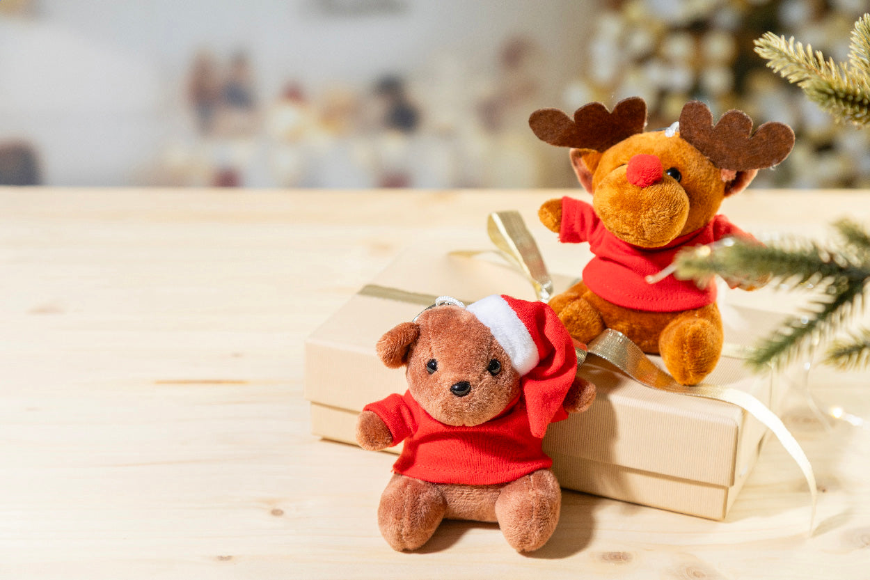 Julnalle Plüsch-Weihnachts-Teddybär-Schlüsselanhänger