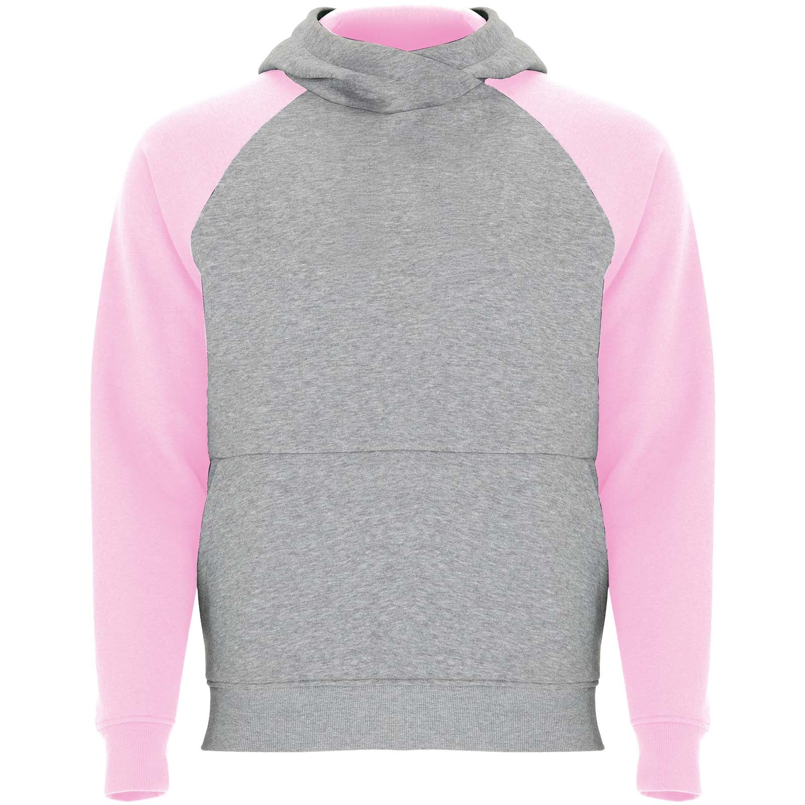Badet 280 g/m² zweifarbiger Kapuzenpullover für Kinder – Heather Grau Hellrosa – 11/12