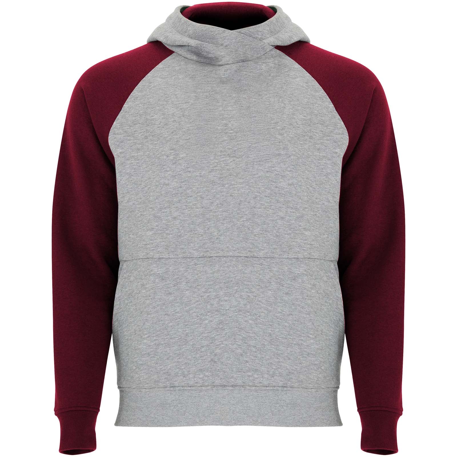 Badet 280 g/m² zweifarbiger Kapuzenpullover für Kinder – Heather Grau Granatrot – 11/12
