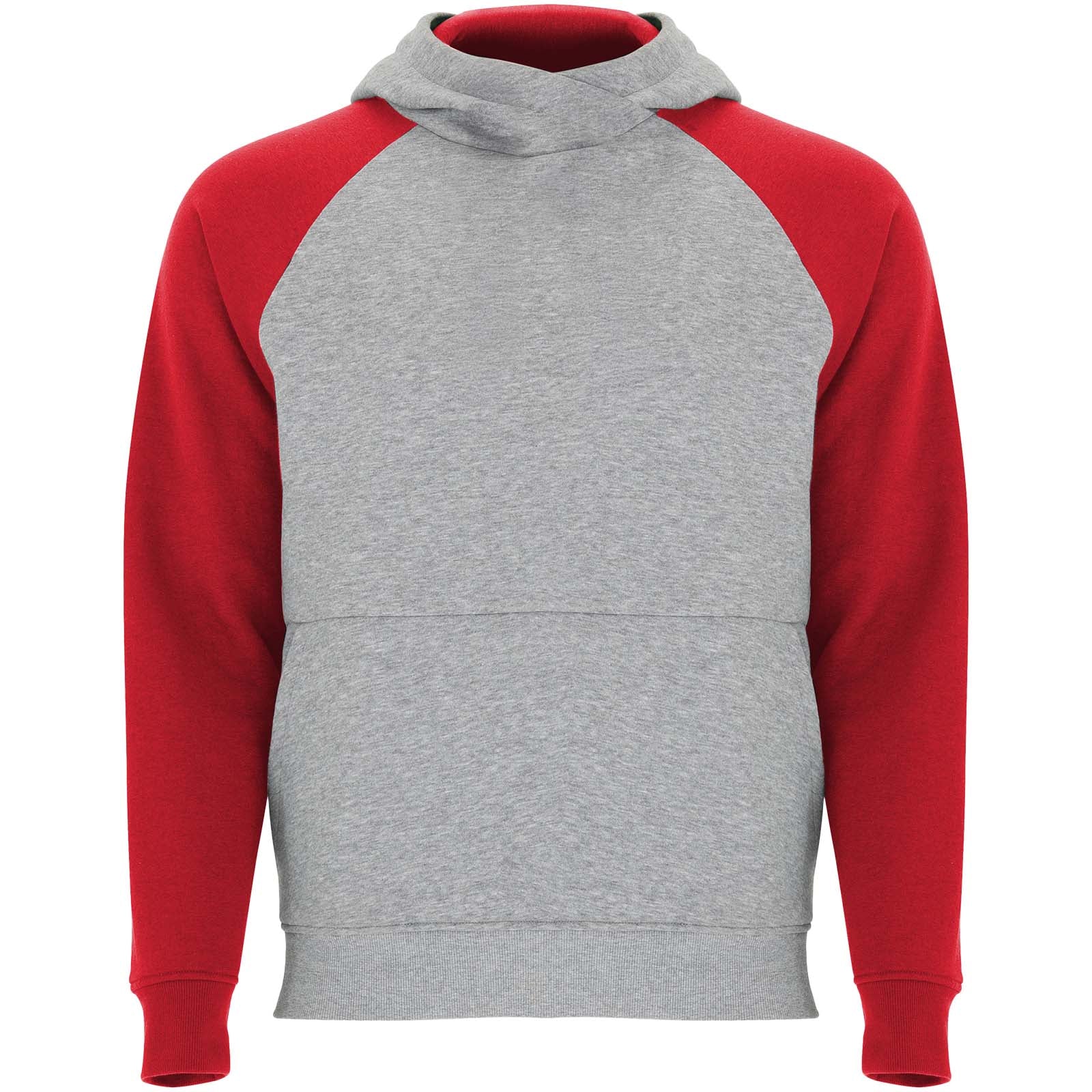 Badet 280 g/m² zweifarbiger Kapuzenpullover für Kinder – Heather Grau Rot – 11/12