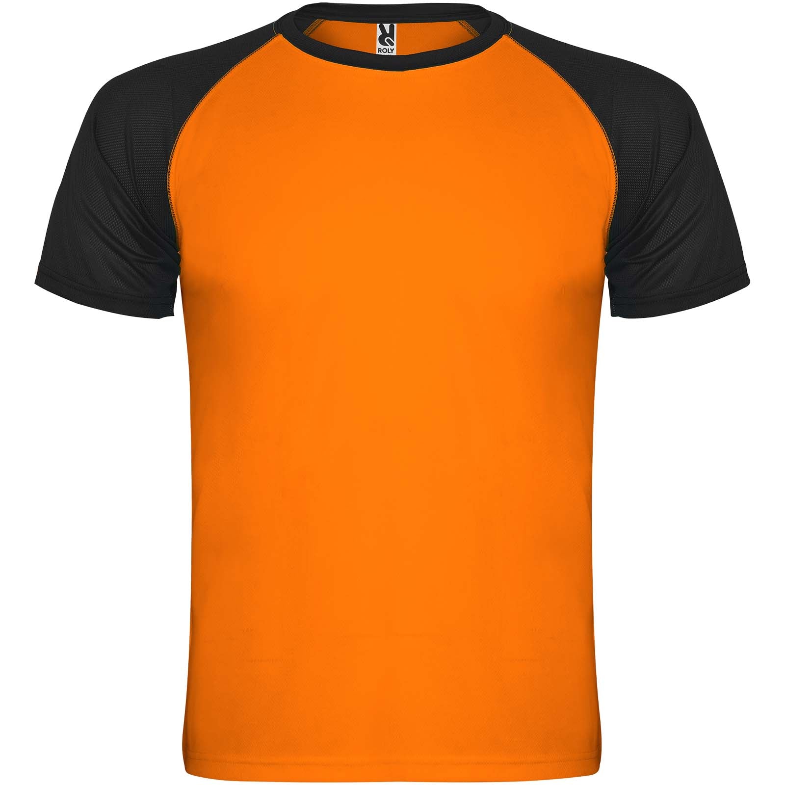 Indianapolis 140 g/m² Sport T-Shirt für Kinder – Fluororange Schwarz – 16