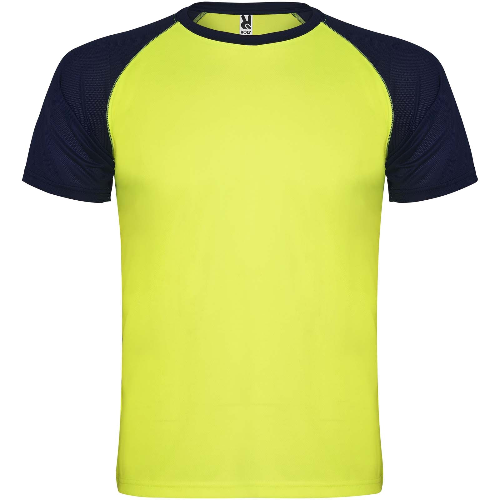 Indianapolis 140 g/m² Sport T-Shirt für Kinder – Fluorgelb Marineblau – 16