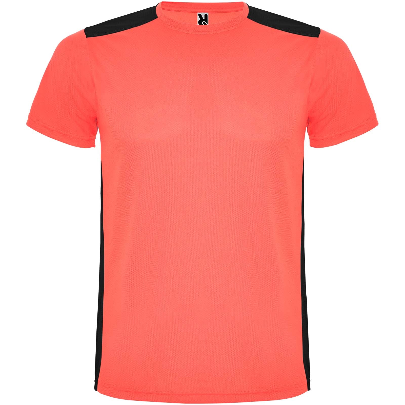 Detroit 130 g/m² Sport T-Shirt für Kinder – Fluorkoralle Schwarz – 16