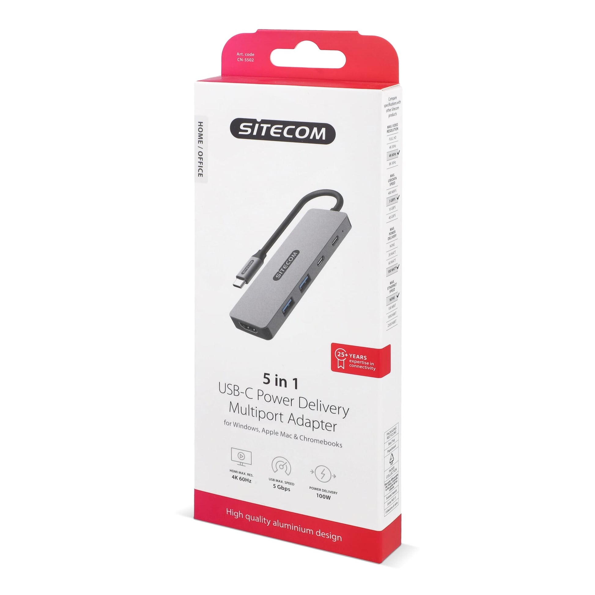 Sitecom CN-5502 5 in 1 USB-C Power Delivery Multiport Adapter