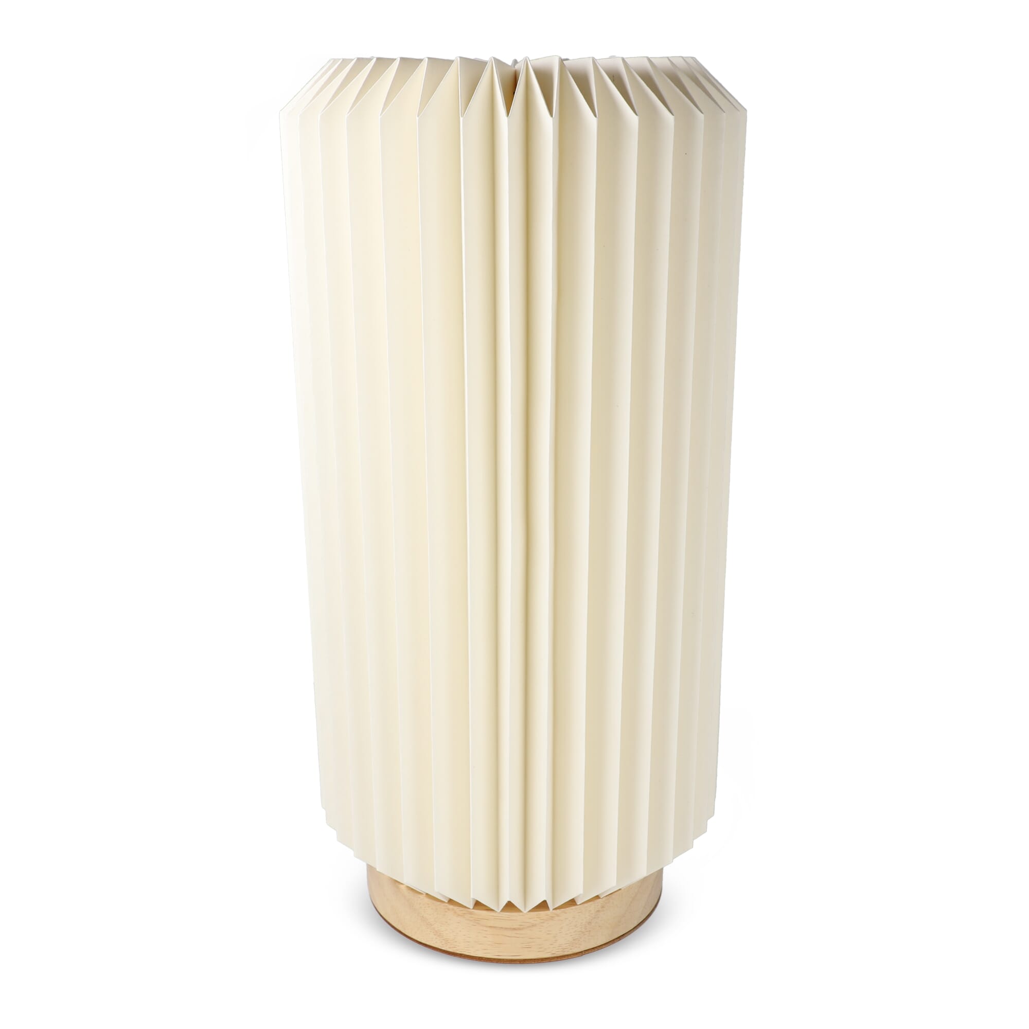 Coollux faltbare Papier-LED-Lampe Aurora Tall auf Holzsockel, 32cm