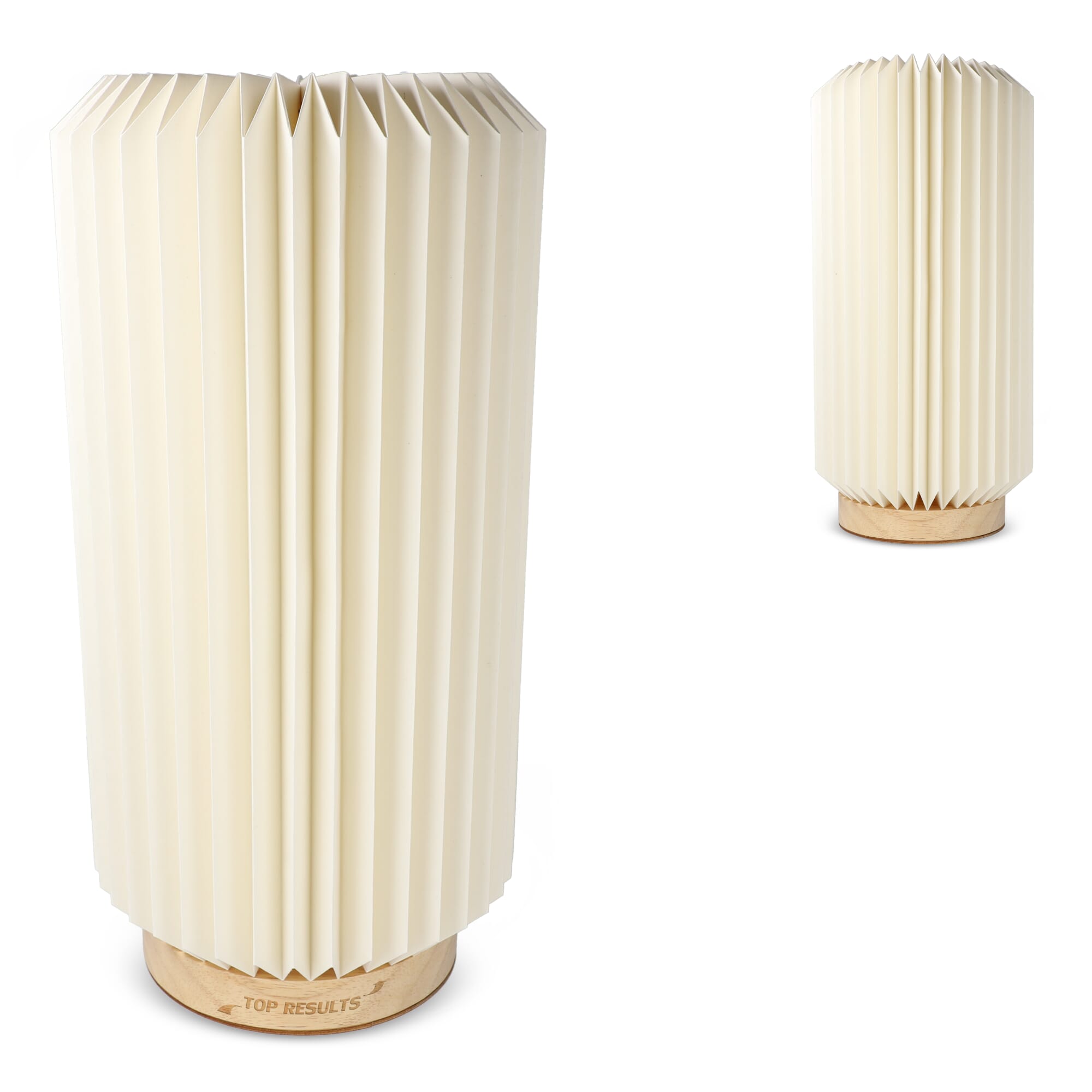 Coollux faltbare Papier-LED-Lampe Aurora Tall auf Holzsockel, 32cm