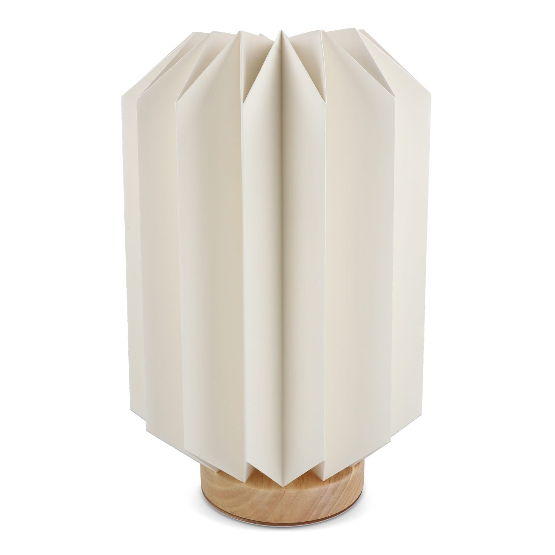 Coollux faltbare Papier-LED-Lampe Eos auf Holzsockel, 25 cm (Briefkastengröße)