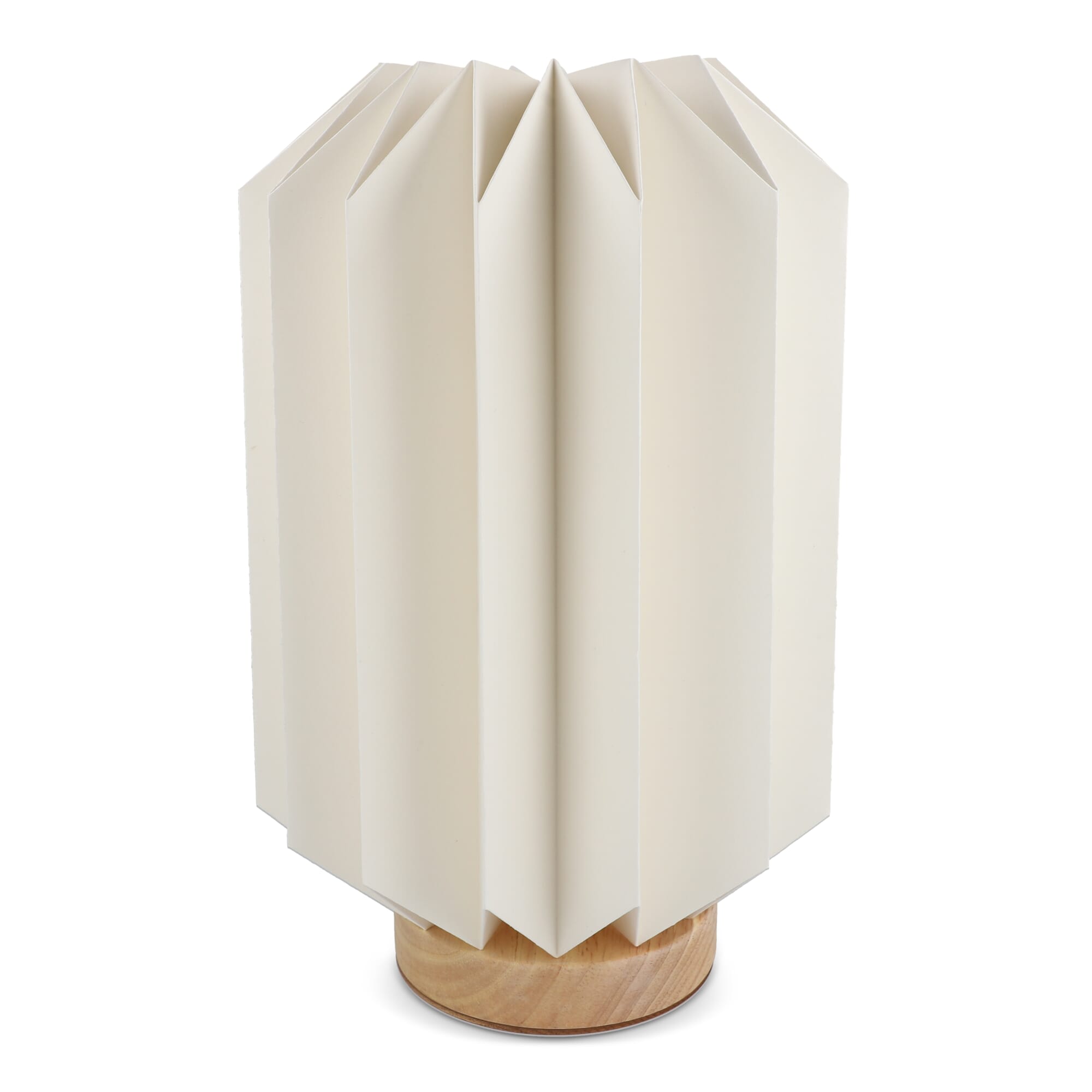Coollux faltbare Papier-LED-Lampe Eos auf Holzsockel, 25 cm (Briefkastengröße)