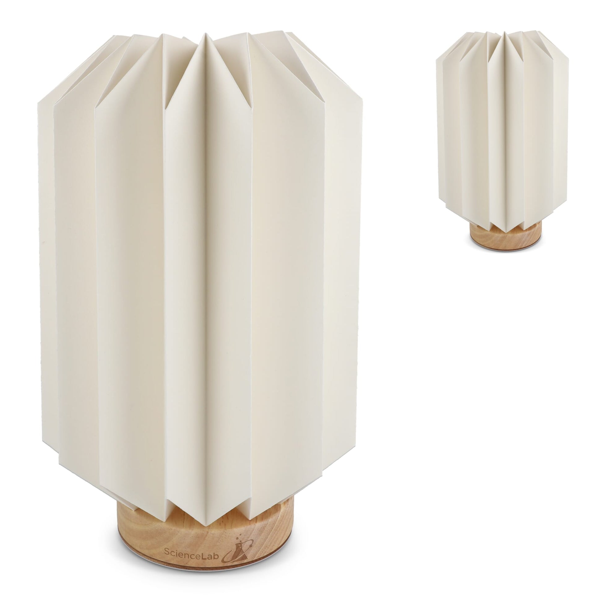 Coollux faltbare Papier-LED-Lampe Eos auf Holzsockel, 25 cm (Briefkastengröße)