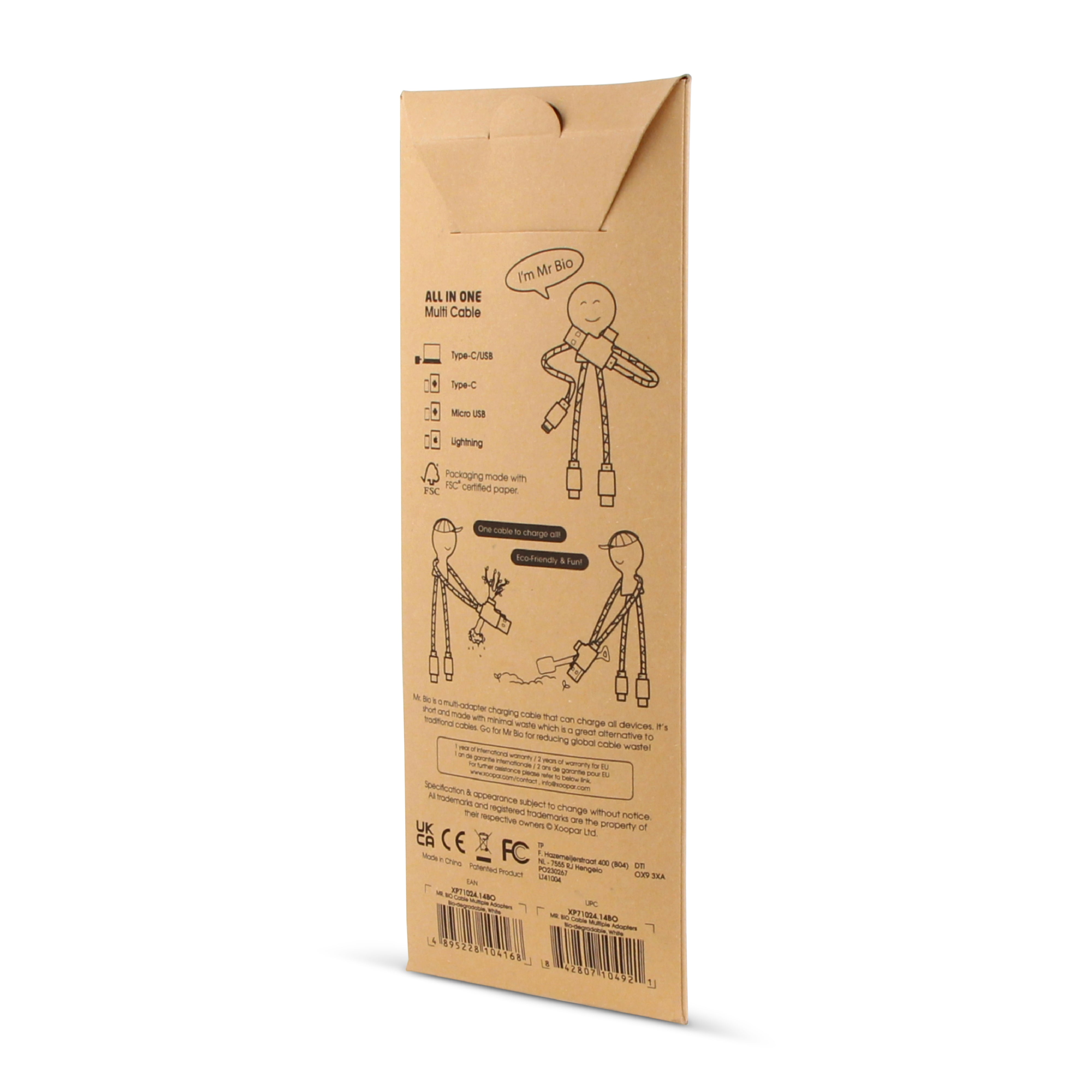 Xoopar „Mr. Bio“ Multiladekabel aus recyceltem Kunststoff