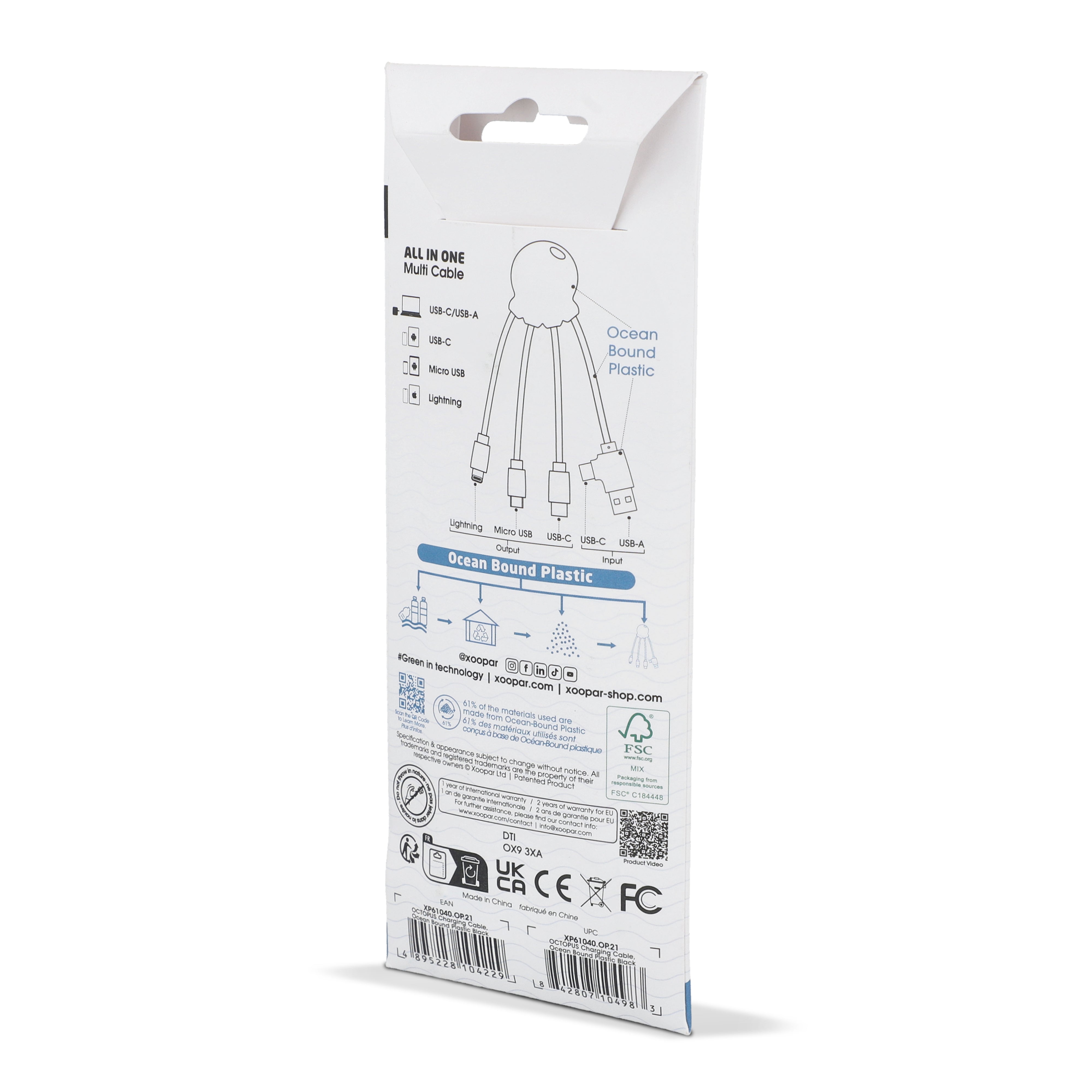 Xoopar „Eco Octopus“ Multiladekabel aus Ocean-Bound Plastic
