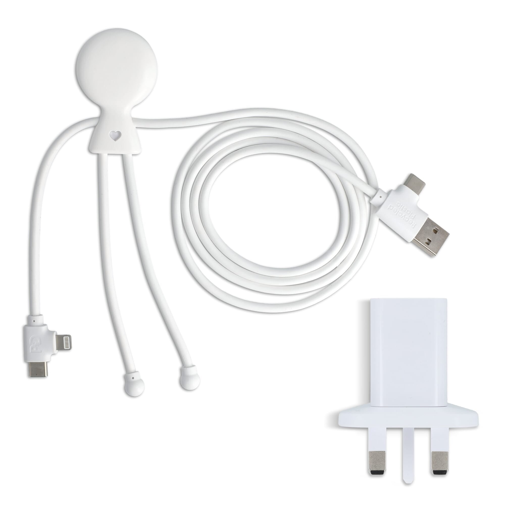 2090 - Xoopar Mr. Bio Langes Ladekabel + UK Stecker Adapter