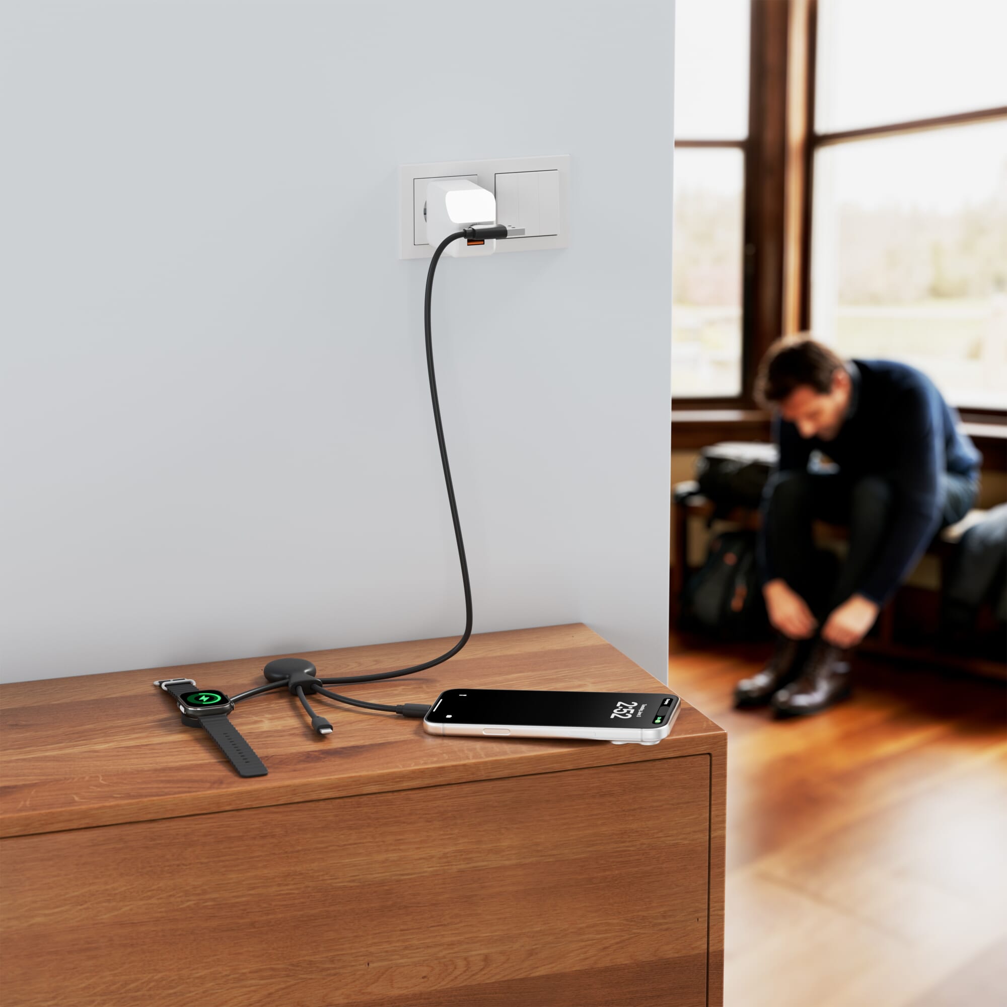 Xoopar Mr. Bio Long Multi-Kabel für Apple/Samsung Watch 1 Meter