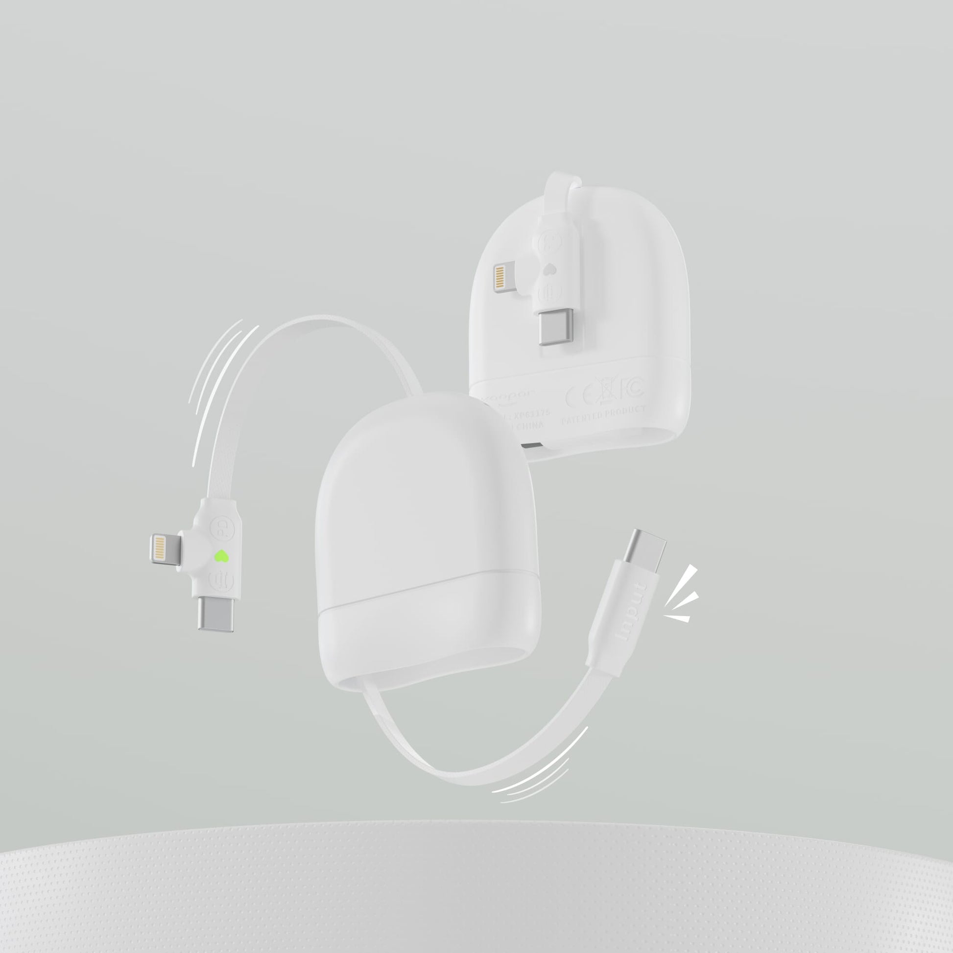 Xoopar ICE-R Einziehbares USB-C- und Lightning-Kabel 60 W 1 Meter