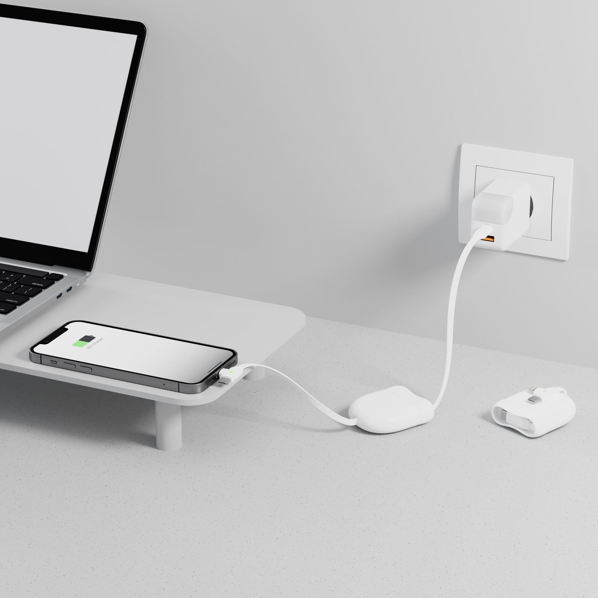 Xoopar ICE-R Einziehbares USB-C- und Lightning-Kabel 60 W 1 Meter