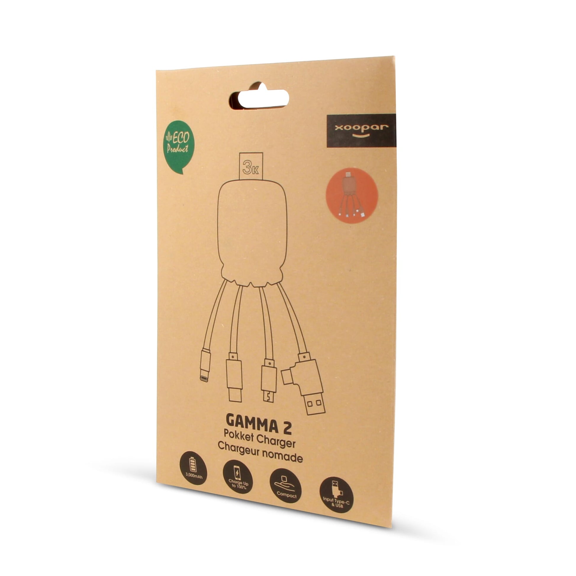 3192 | Xoopar Octopus Gamma 2 Powerbank with Bio Charging cable 3000mAh